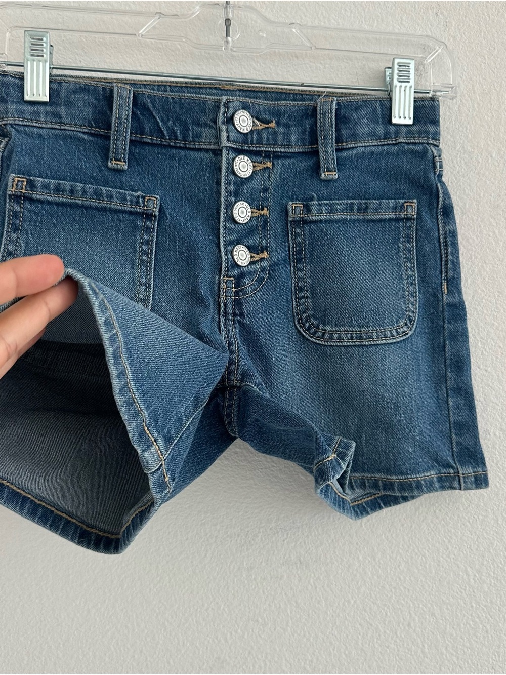 Old Navy Girls High-Rise Dark Blue Denim Shorts Button Fly Size 10 NWOT - Picture 2 of 8